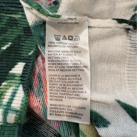 Lord & Taylor Green Leaf Print Sweater M 100% Cotton - Picture 4 of 4